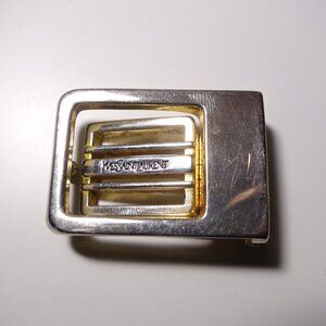 Vintage Yves Saint Laurent YSL Logo Metal Belt Buckle, Size 3 cm x 4.5 cm